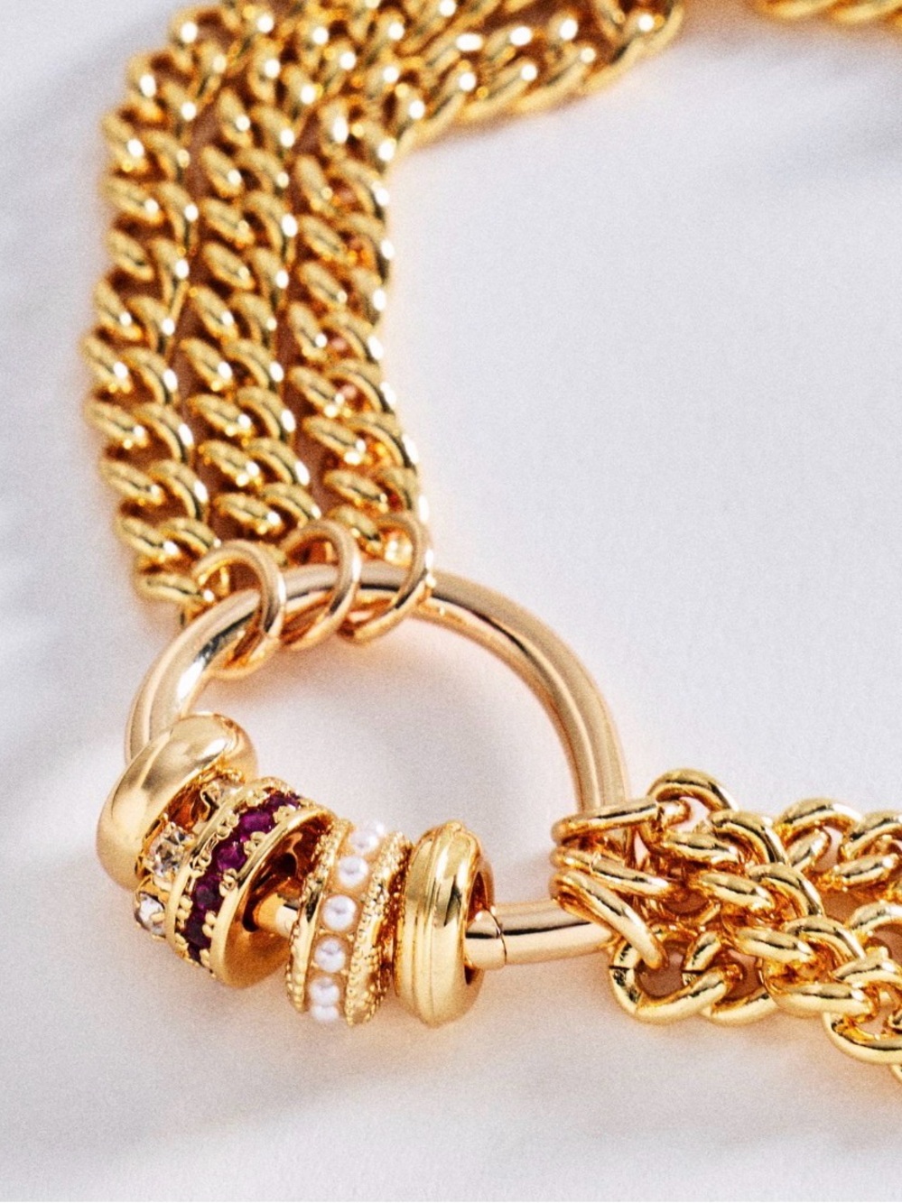 Anthropologie layered Chain O-Ring Bracelet - Picture 2 of 5